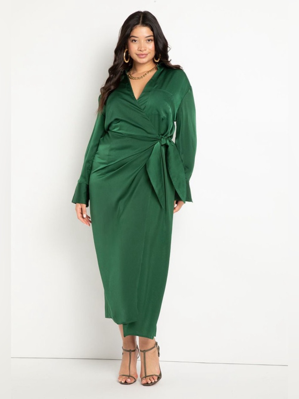 NWT Eloquii Satin Maxi Wrap Dress 22